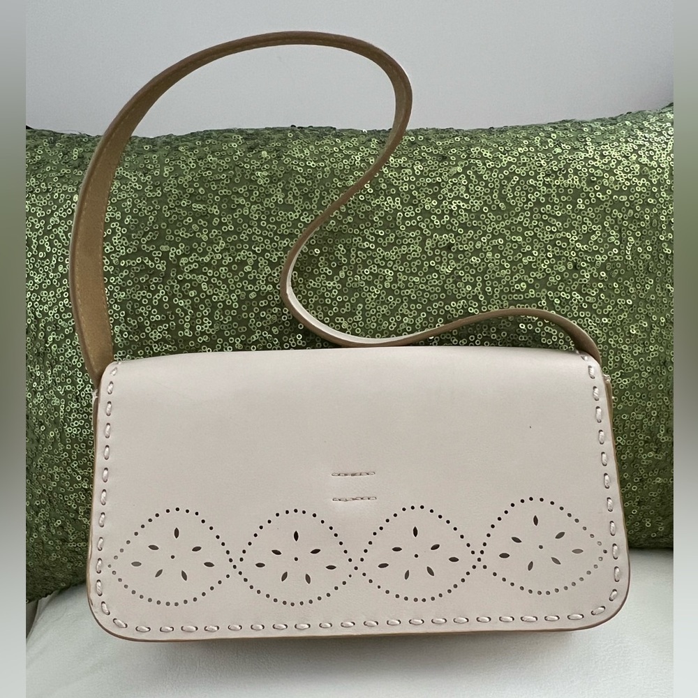 Elegant Cream Shoulder Bag | Soft Simulated Leather | 9” x 5” x 2.5”